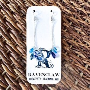New Handmade Blue and Silver-Tone "Ravenclaw" (Harry Potter) Raindrop Earrings